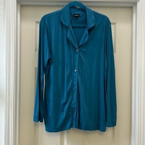 Cosabella Long Sleeve Button Down Pajama Top Blue XL and shorts bottoms